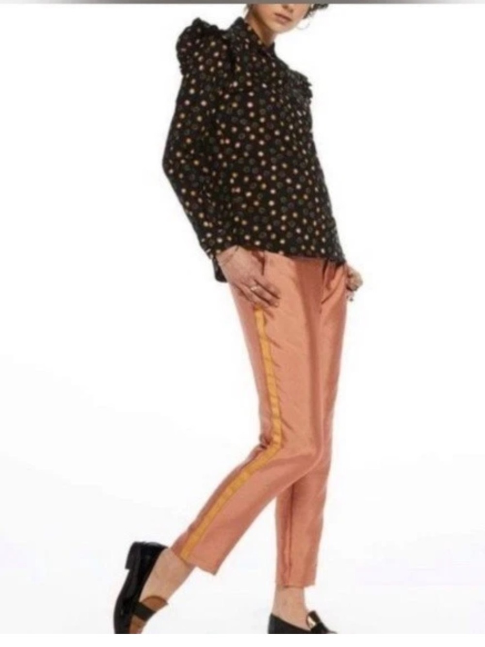 Scotch & Soda Women's Salmon Pink Side-Stripe Ankle Length Trousers